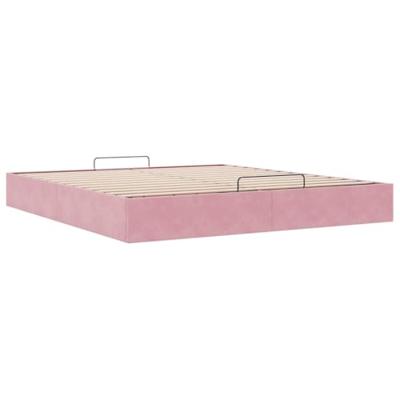 Ottoman bedframe zonder matras 180x200 cm fluweel roze