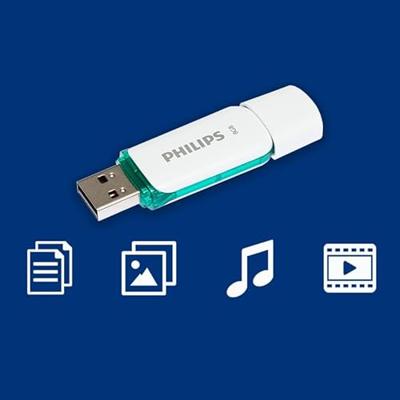 Philips FM08FD70B USB flash drive 8 GB USB Type-A 2.0 Turkoois, Wit Philips FM08FD70B USB flash drive 8 GB USB Type-A 2.0 Turkoois, Wit