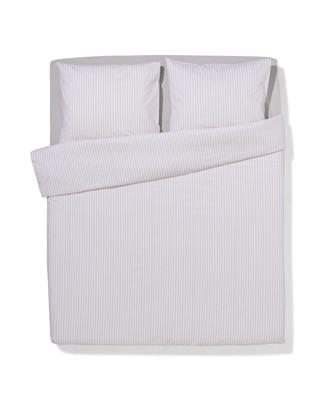 HEMA Dekbedovertrek 200x200/220cm zacht katoen strepen beige (beige)