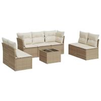 8-delige Loungeset met kussens poly rattan beige - thumbnail