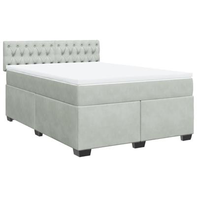 Boxspring met matras fluweel lichtgrijs 140x190 cm