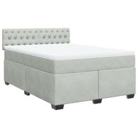 Boxspring met matras fluweel lichtgrijs 140x190 cm - thumbnail