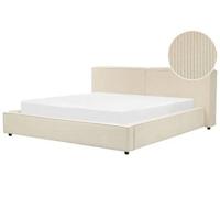 Beliani - LINARDS - Bed - Beige - 180 x 200 cm - Corduroy - thumbnail