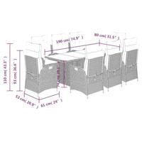 9-delige Tuinset met kussens poly rattan bruin - thumbnail