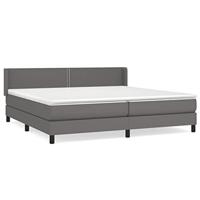Boxspring met matras kunstleer grijs 200x200 cm - thumbnail