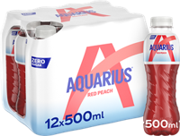 Aquarius Zero Sugar Red Peach (12 x 500 ml) - thumbnail
