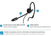 Hama In-ear headset met microfoon voor draadloze telefoons (2,5 mm jack, headset bedraad, in-ear hoofdtelefoon met microfoon, mono, eenzijdig draagbaar, met oorhaak, mute-functie, clip) zwart - thumbnail