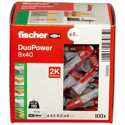 Fischer duopower | universele pluggen | 8x40 mm - 100 stuks - 535455 Fischer duopower | universele pluggen | 8x40 mm - 100 stuks - 535455