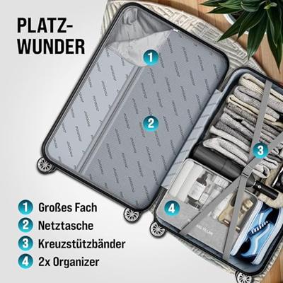 Reiskoffers Zwart 3-delig ABS met gratis accessoires
