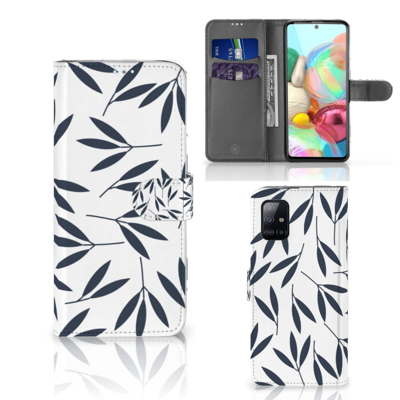 Samsung Galaxy A71 Hoesje Leaves Blue Samsung Galaxy A71 Hoesje Leaves Blue