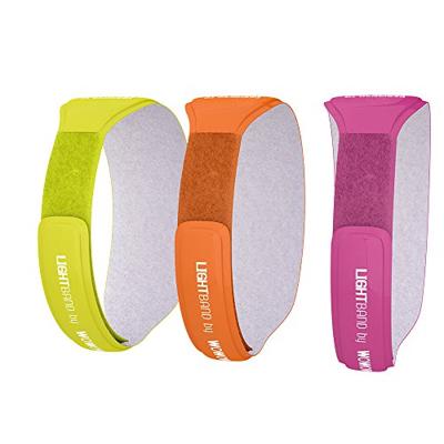 Wowow lichtband geel, met 5 rode leds, met velcrosluiting, met batterij