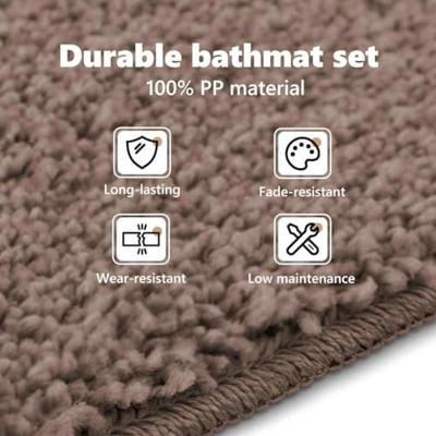 VidaXL Antislip badmat set 3 pcs bruin pp