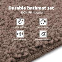 VidaXL Antislip badmat set 3 pcs bruin pp - thumbnail