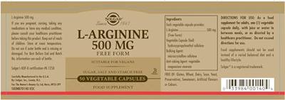 Solgar L-Arginine 500 mg Capsules