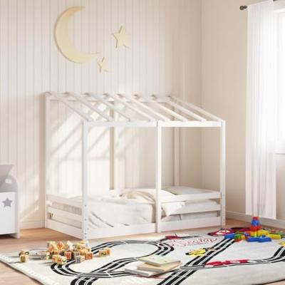 Kinderbed met bedhuis 70x140 cm massief grenenhout wit Kinderbed met bedhuis 70x140 cm massief grenenhout wit