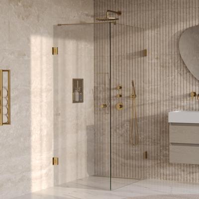BRAUER Void Carving douchecabine met draaideur helder glas 80x120x200 incl. glascoating PVD goud geborsteld