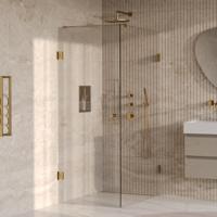 BRAUER Void Carving douchecabine met draaideur helder glas 80x120x200 incl. glascoating PVD goud geborsteld - thumbnail