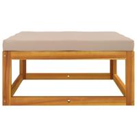 Voetensteun met taupe kussen massief acaciahout - thumbnail