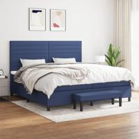 Boxspring met matras stof blauw 200x200 cm - thumbnail