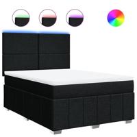 Boxspring met matras stof zwart 140x200 cm - thumbnail