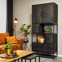 vakkenkast zwart | New York | Mangohout | 90 x 90 x 200(h) cm - thumbnail