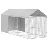 Hondenkennel met dak 2x6x2,5 m gegalvaniseerd staal zilverkleur - thumbnail