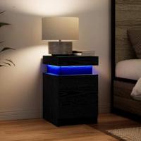 Nachtkastje 2 pcs Zwart eiken 35 x 39 x 55 cm Bewerkt hout - thumbnail