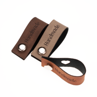 Leren Vouw Label 'Handmade' en 'hartje' uitgestanst 2x12cm - thumbnail