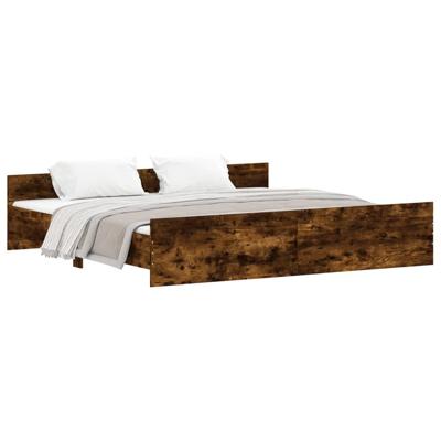 Bedframe met hoofd- en voeteneinde gerookt eiken 180x200 cm