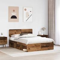 Bedframe met hoofdeinde Oudhout 140 x 190 cm Massief grenenhout - thumbnail