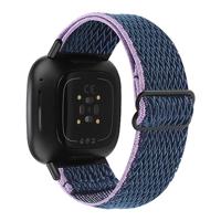 Fitbit Versa 3/4 & Sense 1/2 Nylon loop bandje - Donkerblauw met paars - thumbnail