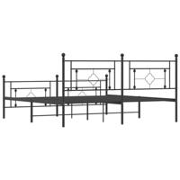 Bedframe met hoofd- en voeteneinde metaal zwart 183x213 cm - thumbnail