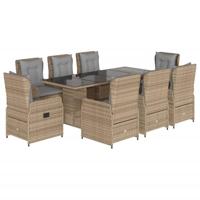 9-delige Tuinset met kussens poly rattan beige - thumbnail