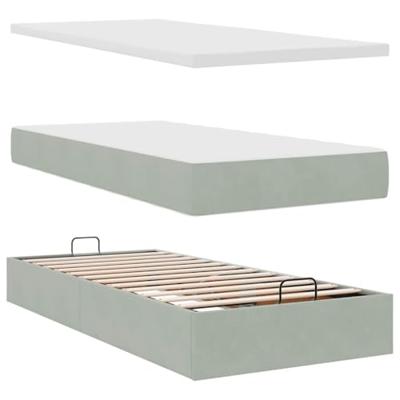 Ottoman bed met matras 100x200 cm fluweel lichtgrijs