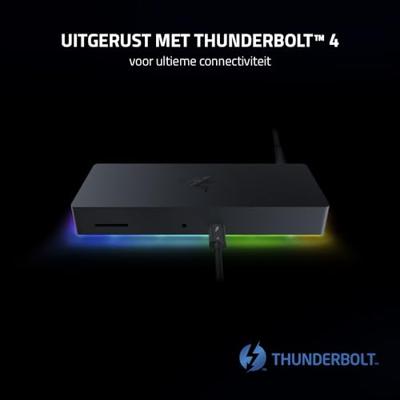 Razer Thunderbolt 4 Dock Chroma - Hoogwaardige hub met RGB-verlichting voor Windows en Mac (10 poorten in één, Weergave in 4K twee schermen of 8K één scherm) Zwart