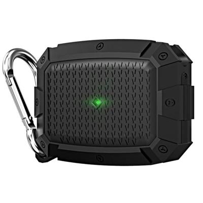 Voor AirPods Pro Shield Armor Waterproof Wireless Earphone Protective Case met Karabijn (Zwart)