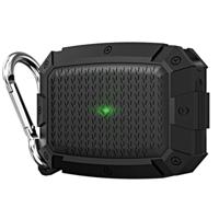 Voor AirPods Pro Shield Armor Waterproof Wireless Earphone Protective Case met Karabijn (Zwart) - thumbnail