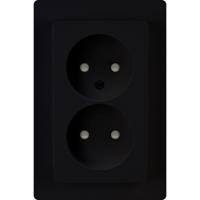 KOPP Paris HK05 Inbouw Dubbel Stopcontact Mat Zwart met Kinderbeveiliging - thumbnail