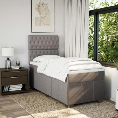 Boxspring met matras stof taupe 90x200 cm