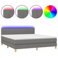 Boxspring met matras en LED stof donkergrijs 180x200 cm - thumbnail