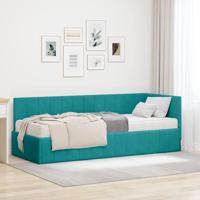 Hoekbedframe met matras Turquoise 80 x 200 cm Fluweel - thumbnail