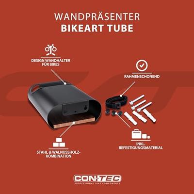 CONTEC presentatie-haken "bikeart tube ct wall presenter bikeart tube black/walnut