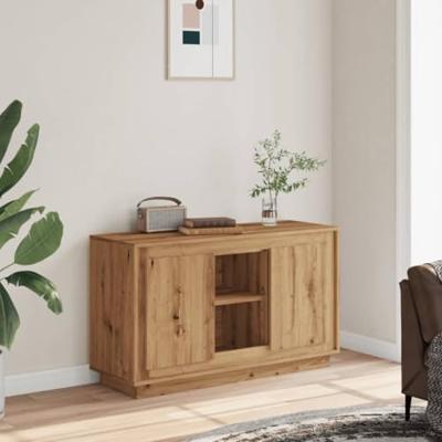 Dressoir 102x35x60 cm bewerkt hout artisanaal eikenkleurig