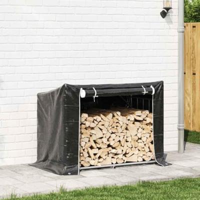 VidaXL Haardhoutrek met regenhoes 151x80,5x110,5 cm staal