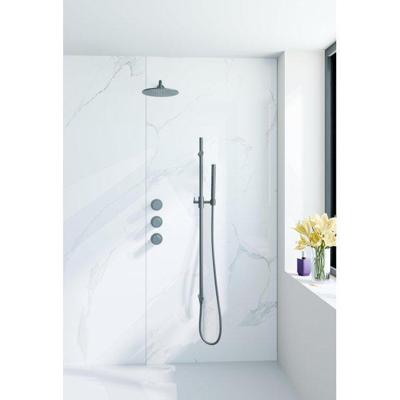 Fortifura Nebbio Regendoucheset - inbouwkraan - inbouwdeel - glijstang - doucheslang glad - staafhanddouche - 35cm wandarm - ronde hoofddouche - geborsteld gunmetal PVD SW1183068 SW1111532 SW721165 SW766537 SW720563 SW1
