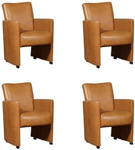 Set van 4 Cognac leren moderne eetkamerfauteuils Elegant - Granada leer Sahara (cognac leer)