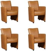 Set van 4 Cognac leren moderne eetkamerfauteuils Elegant - Granada leer Sahara (cognac leer) - thumbnail