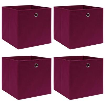 VidaXL Opbergboxen 4 st 32x32x32 cm stof donkerrood VidaXL Opbergboxen 4 st 32x32x32 cm stof donkerrood