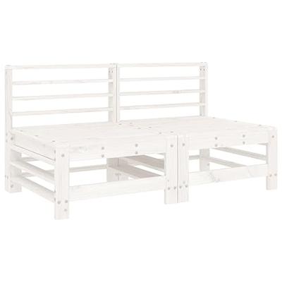 Middenbanken met kussens 2 st massief grenenhout wit