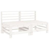 Middenbanken met kussens 2 st massief grenenhout wit - thumbnail